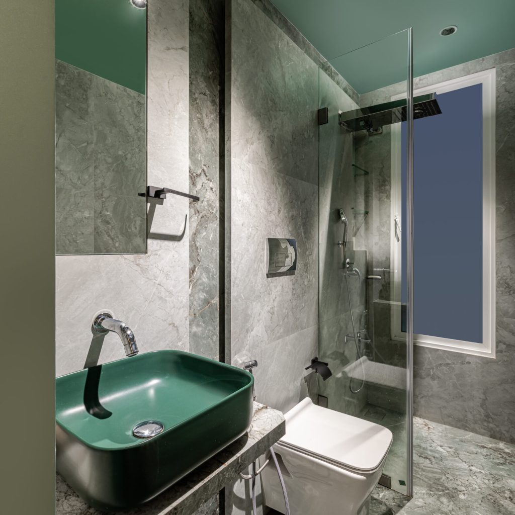 "Elegant master bathroom interior design featuring a spacious walk-in shower.