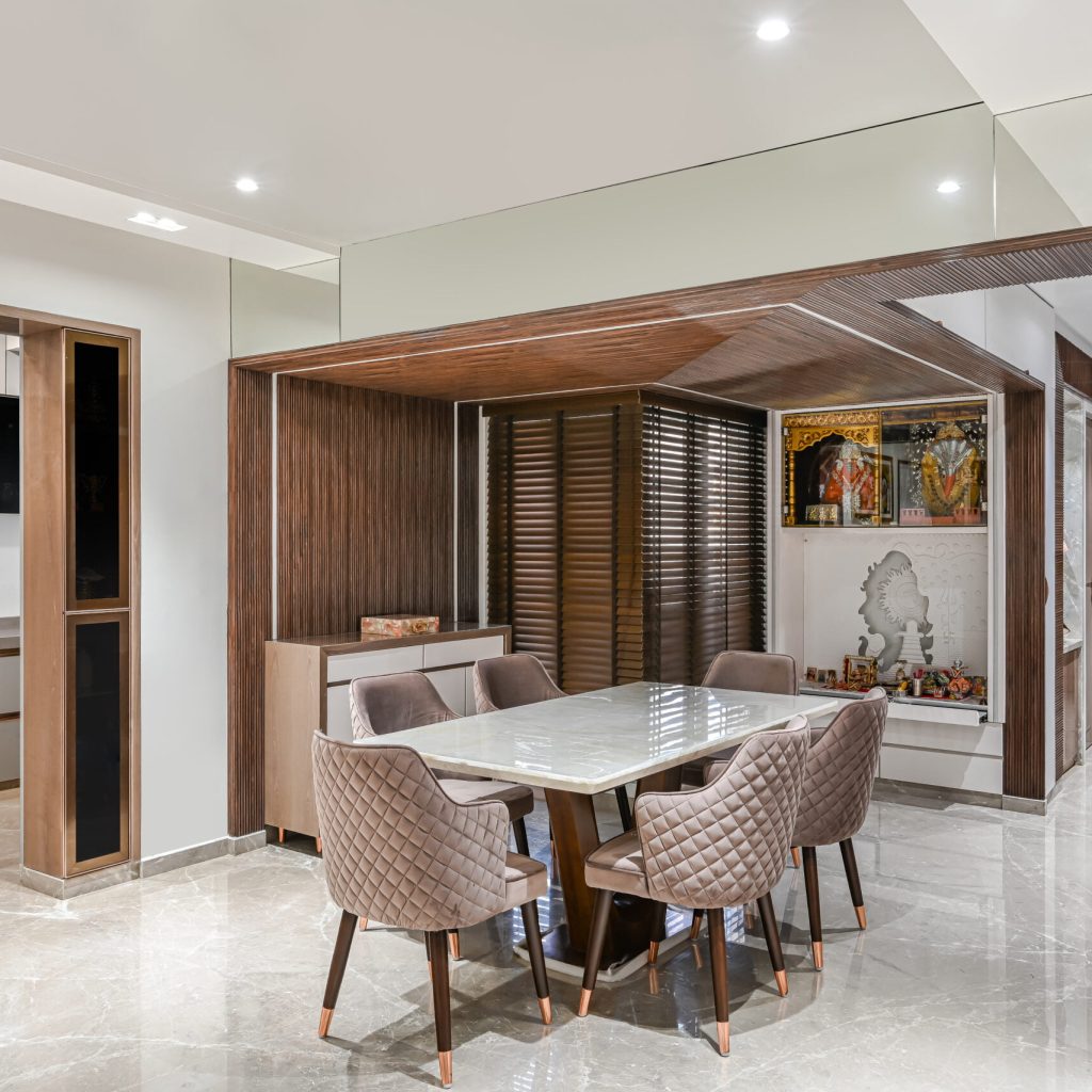 crocery and dining area interior design with a customised corian temple